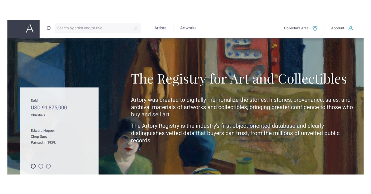 Artory Launches the World’s First Publicly Available Art and