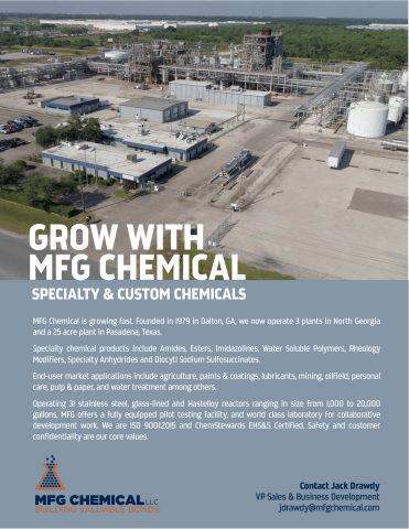 MFG Chemical launches 2019 marketing campaign, "Grow With MFG Chemical", consisting of trade ads exp ... 