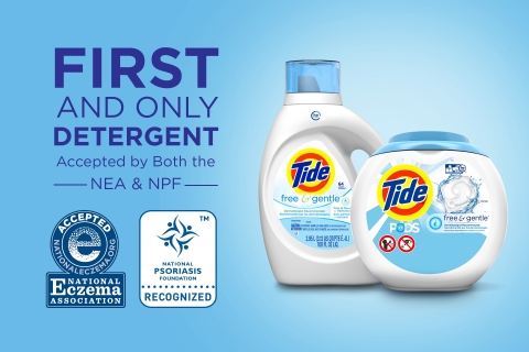 Tide Free and Gentle is the first and only detergent awarded with seals from both the National Psoriasis Foundation and the National Eczema Association (Graphic: Business Wire)