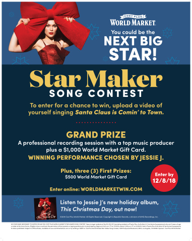 Cost Plus World Market Launches Its Star Maker Song Contest With Jessie J (Graphic: Business Wire)