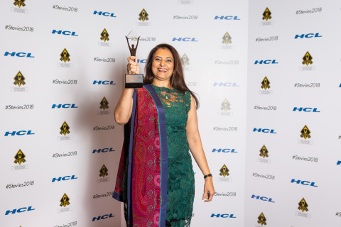 Global Upside Co-Founder and COO Gita Bhargava with her award at the New York City Gala (Photo: Business Wire)