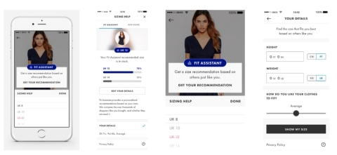 The ASOS Fit Assistant mobile app delivers size recommendations from Fit Analytics. (Photo: Business Wire)