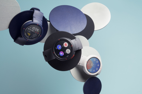 Amazfit Verge is available in Twilight Blue, Shadow Grey and Moonlight White. (Photo: Business Wire)