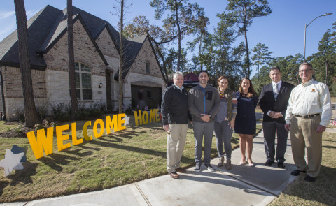 U.S. Marine veteran Michael Byrne received the keys to his new custom-built, mortgage-free home toda ... 