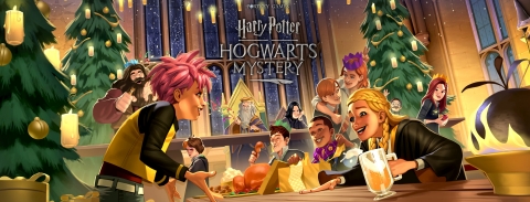 A Harry Potter: Hogwarts Mystery (Harry Potter: Roxfort rejtélye) mobiljáték arra invitálja a játékosokat, hogy öltöztessék karácsony díszbe a termeket a varázslók világában (Grafika: Business Wire)