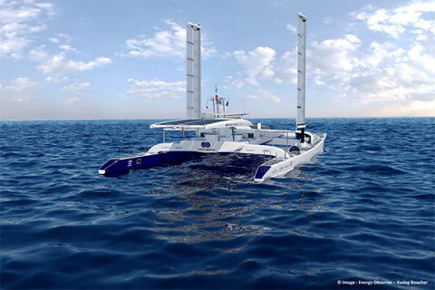 Energy Observer équipé d'Oceanwings® (Photo: Business Wire)