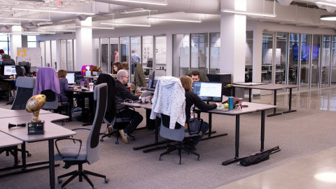 Marxent's new office space is 13,500 square feet, and features polished concrete floors, plenty of communal work spaces and is located amid popular restaurants and shops. (Photo: Business Wire)