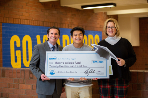Taylorsville High School senior Thanh Le was surprised with a $25,000 Bridging the Dream Scholarship ... 