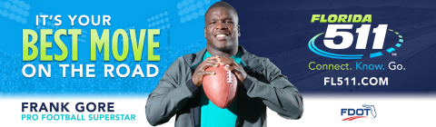 Frank Gore makes smart moves on the road with FL511. (Photo: Business Wire)