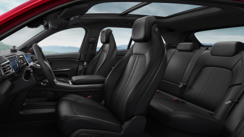 Nappa leather upholstery throughout the interior and individual bucket seats (Photo: Business Wire)