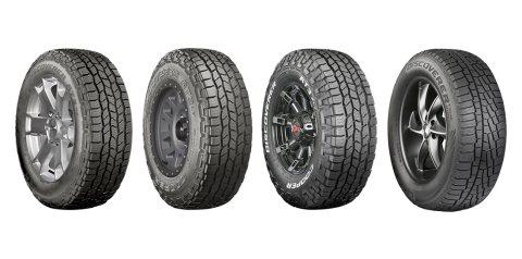 The Discoverer AT3 family of tires, which includes (L to R) the Discoverer AT34S, Discoverer AT3LT and the Discoverer AT3XLT, as well as the Discoverer True North tire, earned 2018 GOOD DESIGN® awards. (Photo: Business Wire)