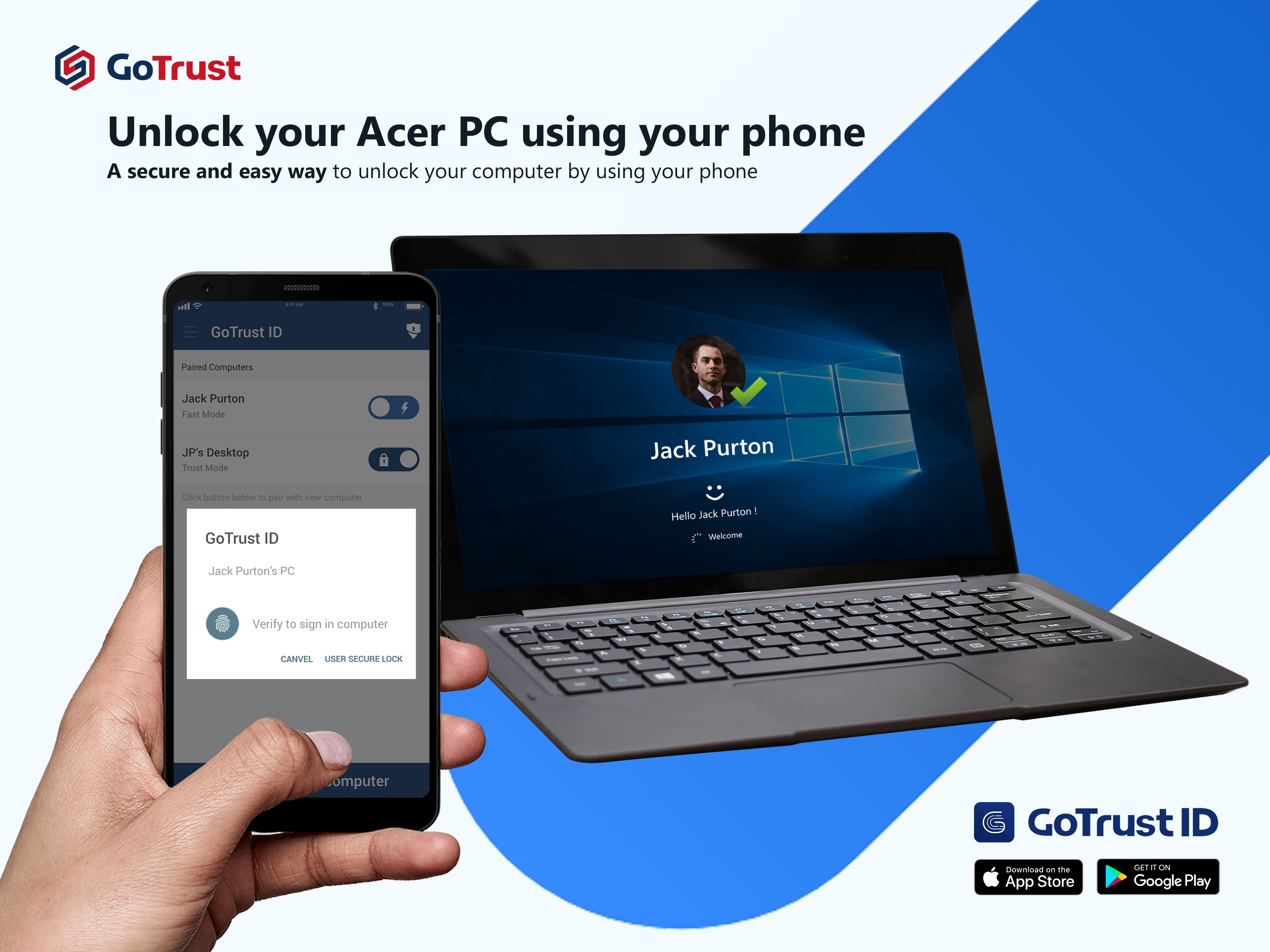 Gotrust Id To Be Preloaded On Acer Computers Gotrust Id Provides Passwordless Windows Hello Login And 2fa To Google And Facebook Services Using Phone Based Biometrics Business Wire