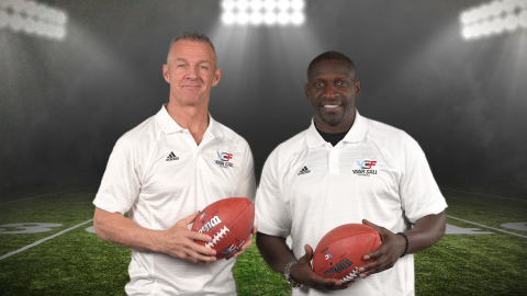 Merril Hoge (left) and Solomon Wilcots (right) will serve as the head coaches for YCF's second series. (Photo: Business Wire)