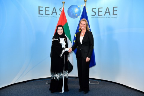 Dr Amal Al Qubaisi, Speaker of the UAE Parliament, with Federica Mogherini, EU High Representative f ... 