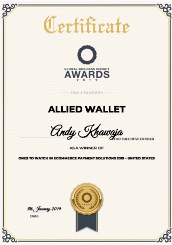 Allied Wallet recognized as an award winner in the Global Business Insight Awards 2019. (Photo: Busi ... 