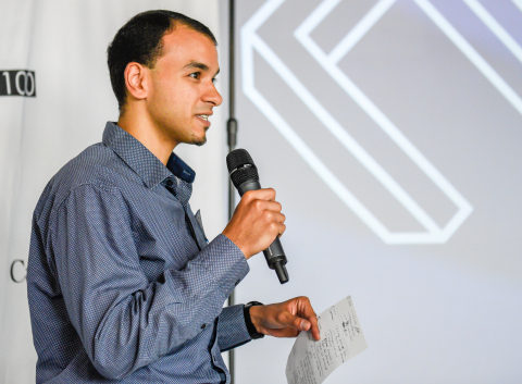CEO Bolis Ibrahim of Argentum Electronics pitches at Venture13 as part of N100 Evolution. (Photo: Bu ... 