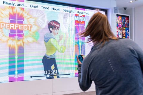 In this photo provided by Nintendo of America, [Natalie M. of Refinery29] throws the perfect punch at the Nintendo NY store in New York for a Fitness Boxing workout session on Jan. 15, 2019. Fitness Boxing is a rhythm-based boxing game for the Nintendo Switch system that offers a variety of training options to help people achieve their fitness goals. (Photo: Business Wire)