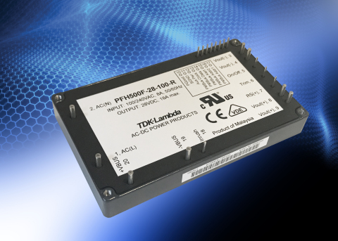 TDK-Lambda's PFH500F-28 AC-DC power supply module uses Transphorm's GaN modules for a 30% power dens ... 