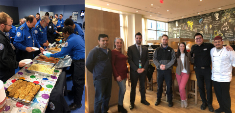 (Left) Food from Vapiano feeds over 100 TSA workers. (Right) Team Vapiano Reston. (Photo: Business Wire)