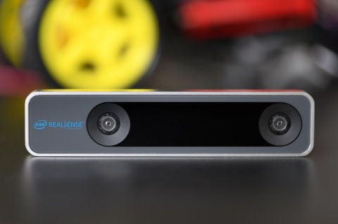 The Intel RealSense Tracking Camera T265 uses proprietary V-SLAM technology with computing at the edge and is key for applications that require a highly accurate and low-latency tracking solution, including robotics, drones, augmented reality and virtual reality. Intel Corporation introduced the Intel RealSense Tracking Camera T265 in January 2019. (Credit: Intel Corporation)
