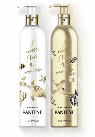 Pantene is introducing a unique bottle made with lightweight, durable aluminum for its shampoo and conditioner. (Photo: Business Wire)