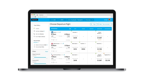 Developed in close collaboration with American, Delta, United and industry association ATPCO, TripActions’ groundbreaking new flight booking experience sets a new standard for user experience in business travel. (Graphic: Business Wire)