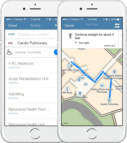 Wayfinding for patients and visitors within hospitals (phunware.com) (Graphic: Business Wire) 