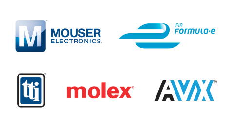 Mouser Electronics, TTI Inc., Molex and AVX are teaming up to sponsor the GEOX DRAGON team for the 2019 FIA Formula E series. For more information, visit www.mouser.com/formula-e. (Graphic: Business Wire)