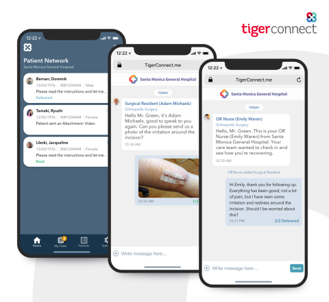 Post-op patient follow-up with TigerConnect helps reduce readmissions and improves the overall patient experience. (Graphic: Business Wire)