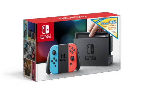 The Nintendo Switch + $35 Nintendo eShop Credit Download Code bundle will be available at a suggested retail price of $299.99 and comes packed with a bonus $35 credit to use directly in Nintendo eShop. (Photo: Business Wire)