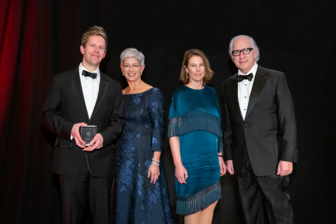 2019 USC Libraries Scripter Award winner Peter Rock, Dean Catherine Quinlan, Leave No Trace producer Anne Harrison, and Scripter Selection Committee Chair Howard Rodman. (Photo: Sarah Golonka)