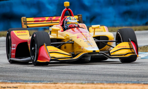 Andretti's No. 28 hits the track. The company currently leverages a Stratasys F370 and Fortus 450mc 3D Printer. (Photo: INDYCAR)