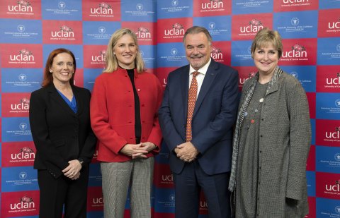 Pictured at the signing of the new partnership agreement is L-R: AUC Executive Dean, Dr. Heidi Chuml ... 