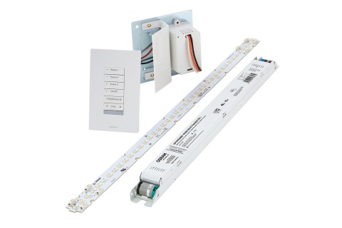OSRAM Photo The Tunable White (TW) System by Osram consists of an OPTOTRONIC® TW two-channel Programmable LED Driver, OSRAM TW Wallstation, PrevaLED® TW Light Engine, and optional OSRAM Control Power Pack. (Photo: Business Wire)