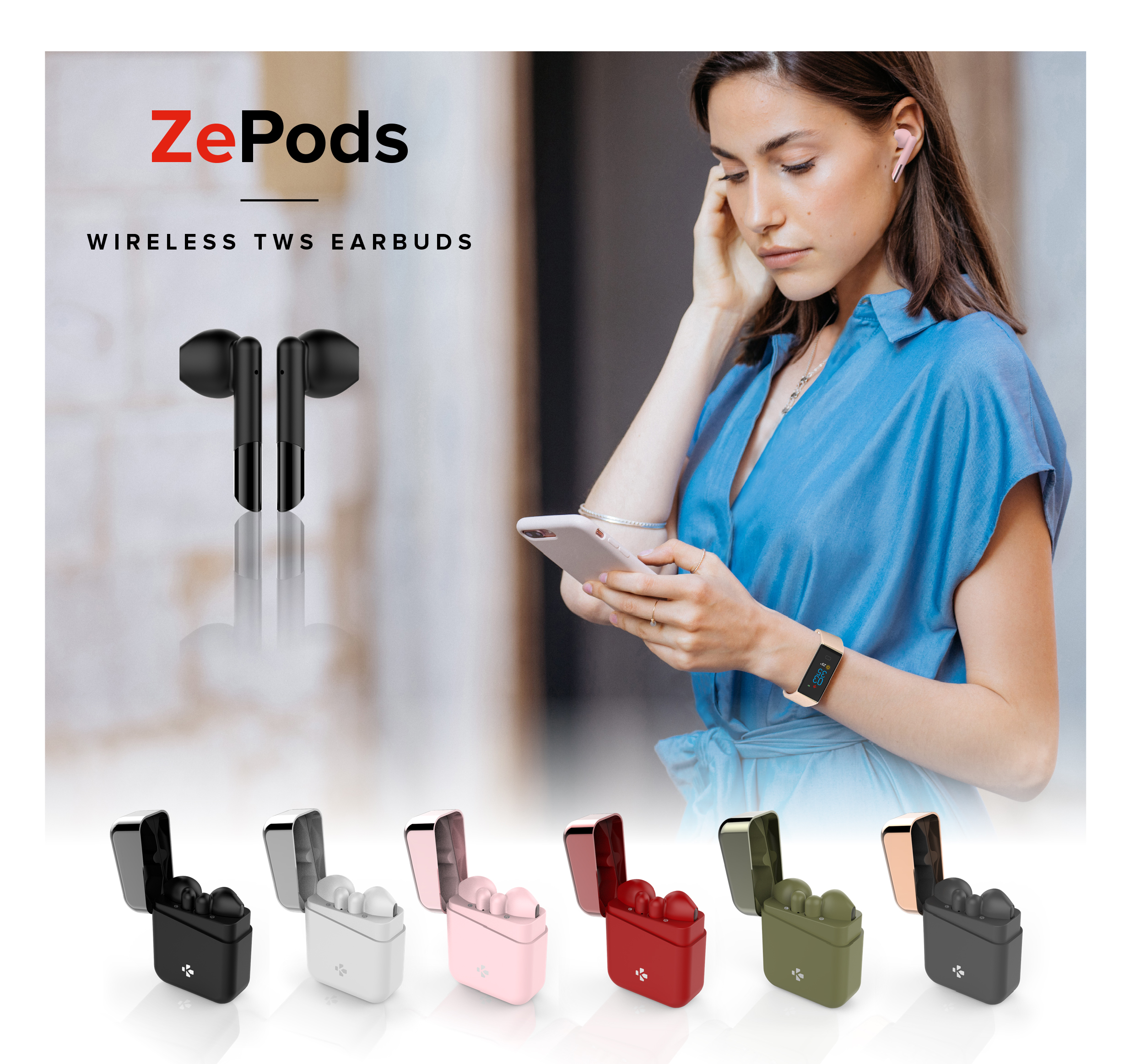 MyKronoz lanza los auriculares realmente inalámbricos, elegantes y  coloridos, ZePods, junto con una nueva gama de relojes inteligentes  económicos | Business Wire