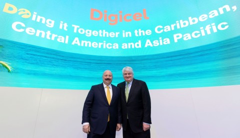Turkcell's CEO and Lifecell Chairman, Kaan Terzioglu, with Digicel Group Chairman, Denis O'Brien, at ...