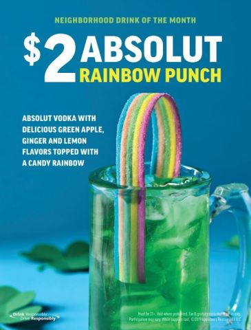  Applebee's® New $2 ABSOLUT® Rainbow Punch is Made with Vodka and Tastes Like Spring (Graphic: Busin ... 