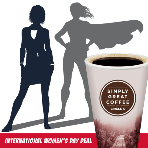 Circle K Celebrates International Women’s Day with Free Coffee for All Females on March 8th. (Graphic: Business Wire)