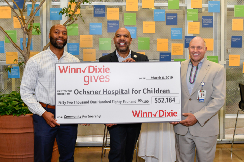 Winn-Dixie continues commitment to Ochsner Hospital for Children with $52,184 donation. (From left to right: Thomas Harris, Jr., FACHE, Vice President of Pediatrics at Ochsner Hospital for Children; Trey Edwards, Regional Vice President at Southeastern Grocers; William Lennarz, MD, System Chair of Pediatrics and the AMD of Pediatrics at Ochsner Medical Center) (Photo: Business Wire)