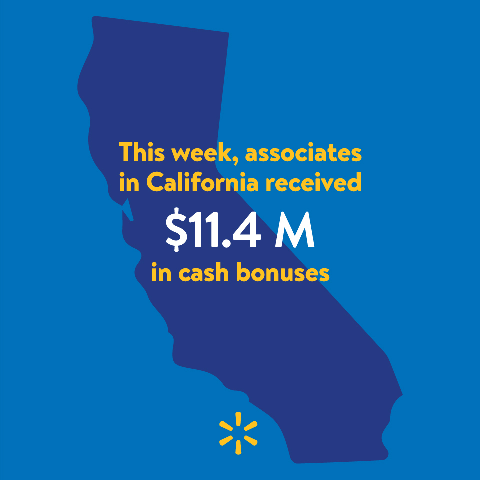 Walmart Associates in California Earn 11.4 Million in Cash Bonuses