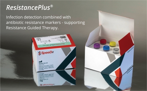 SpeeDx ResistancePlus tests combine detection of infection with genetic markers linked to antibiotic resistance. Tests include ResistancePlus GC (pictured) for Neisseria gonorrhoeae detection with markers for ciprofloxacin susceptibility, and ResistancePlus MG for Mycoplasma genitalium detection with genetic markers for azithromycin resistance. (Graphic: Business Wire)