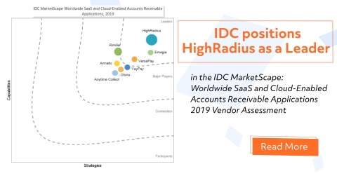 HighRadius announces that IDC has named the company as a leader in Worldwide SaaS and Cloud-Enabled ... 