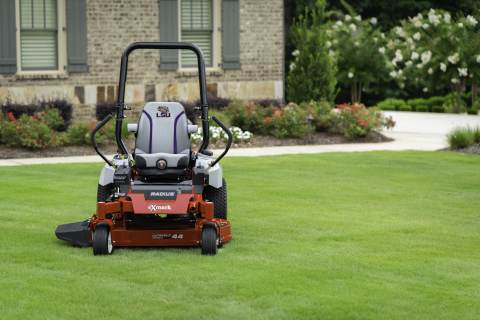 Exmark Radius zero-turn riding mower with the limited-edition collegiate full-suspension seat upgrade. (Photo: Business Wire)