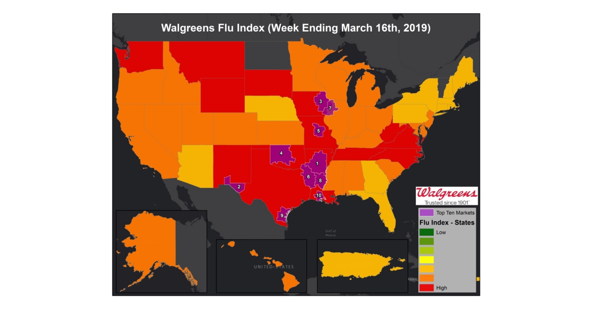 Washington Michigan And Wisconsin See Flu Activity Gains Business Wire   Flu 03 16 19 