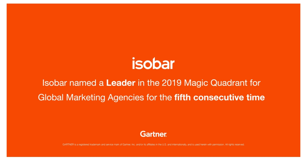 Isobar named a Leader in Gartner 2019 Magic Quadrant for Global