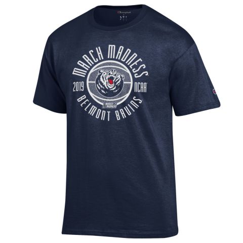 Team T-shirts, such as this one for Belmont University's first game on March 19, are produced at buzzer-beater speed. More than 150 items are available for fans at each stage of March Madness, with T-shirts and hats accounting for about 80 percent of sales. (Photo: Business Wire)