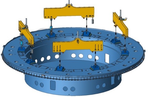 Figure 1: palonnier pour mise en place de la base du cryostat (1250 tonnes)