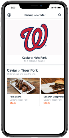 Caviar Pickup and Square Terminal will let Nationals fans digitally order and pay for concessions from the comfort of their seats. (Graphic: Business Wire)