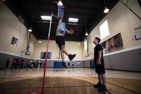 Vertical Jump Test during Next Olympic Hopeful Tryouts at 24 Hour Fitness (Photo: Business Wire)