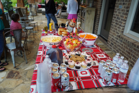The goal with the eating zone is to accommodate guests quickly, without blocking game viewing or creating a risk of spills. (Photo: Business Wire)